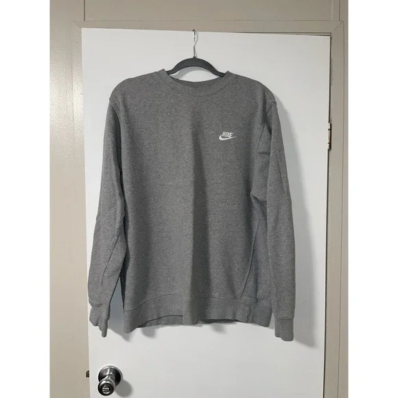 Nike Men's Club Fleece Crew Neck Size Large Tall Heather Grey - Picture 1 of 6